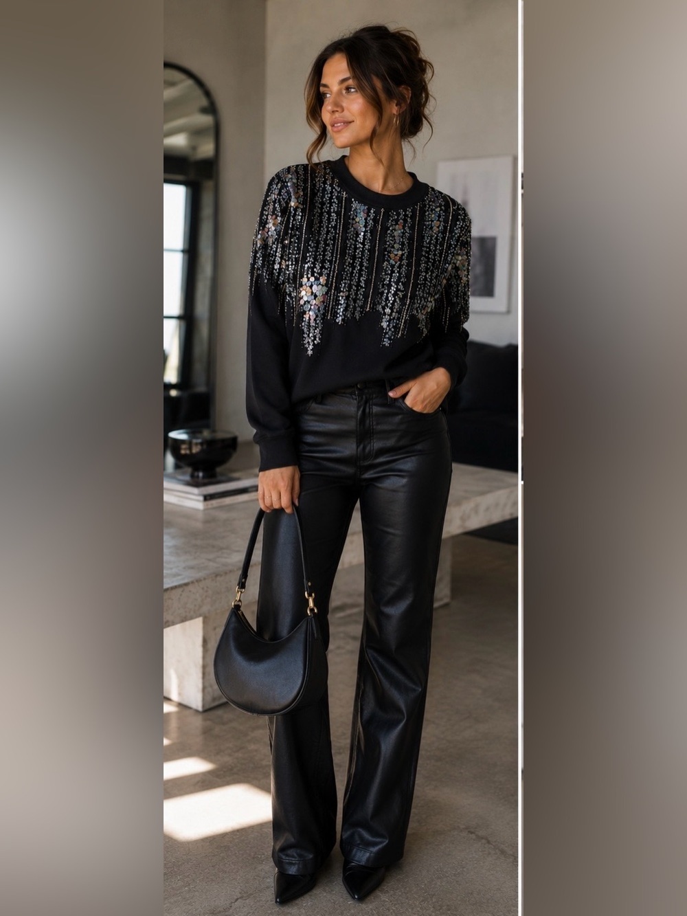 Anthropologie ‘Let Me‎ Be Disco’ sequin and beaded sweatshirt